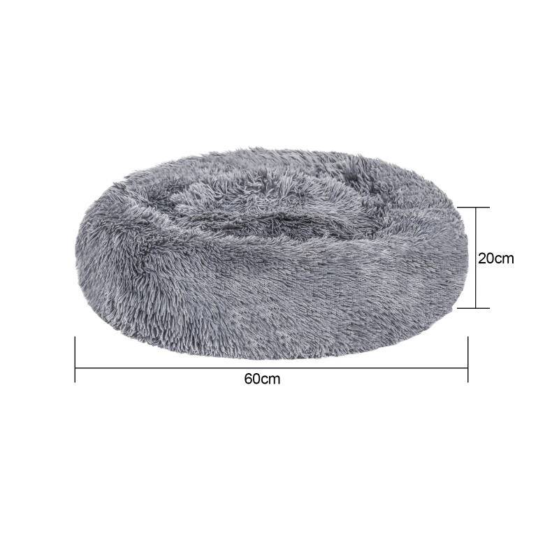 Hundebett Plüsch Schlafplatz Hundekissen Katzenbett Waschbares rutschfestes komfortables 60cm Hellgrau