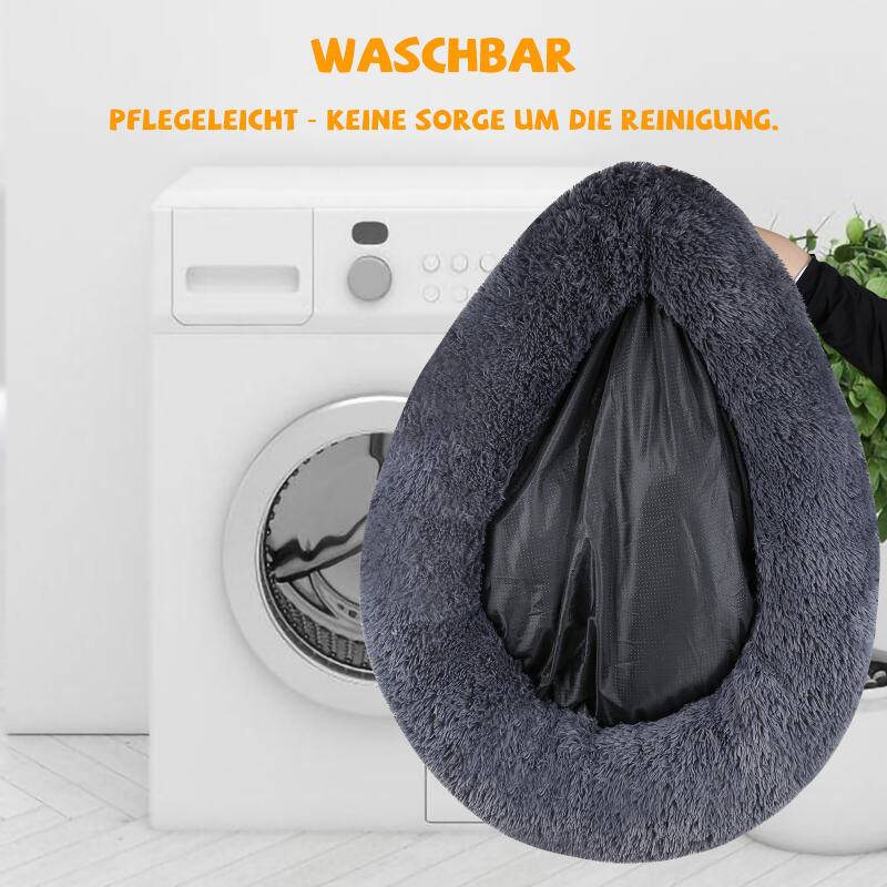 Hundebett Plüsch Schlafplatz Hundekissen Katzenbett Waschbares rutschfestes komfortables 80cm Dunkelgrau