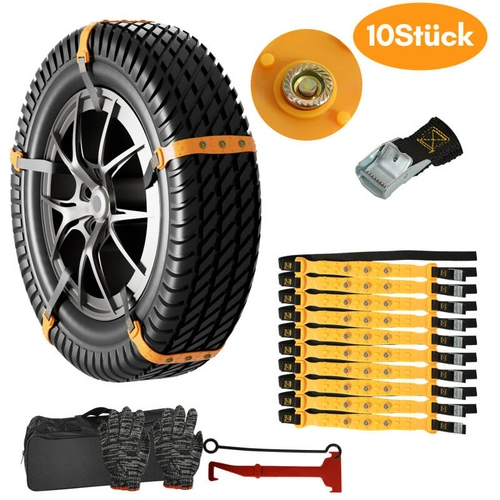 Schneeketten 10 Stück Auto Anti-Rutsch Spikes Universal Reifenketten für Reifenbreite 175-295 mm für meisten PKW LKW SUV Schneeketten 10 Stück Auto Anti-Rutsch Spikes Universal Reifenketten für Reifenbreite 175-295 mm für meisten PKW LKW SUV