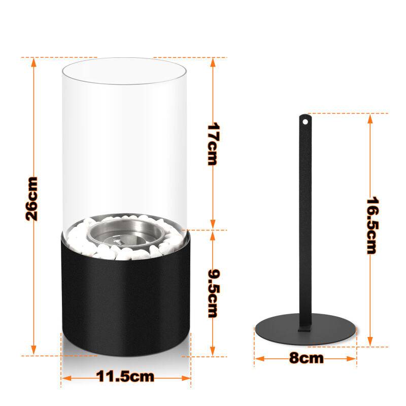 Tischkamin Bioethanol Tischfeuer Glaskamin Dekokamin Höhe 26 cm