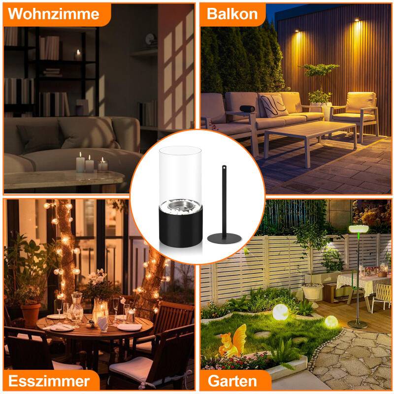 Tischkamin H 26cm Tischfeuer mit Löschstab Bio Ethanol Dekokamin Tischfeuer, Tisch-Dekofeuer