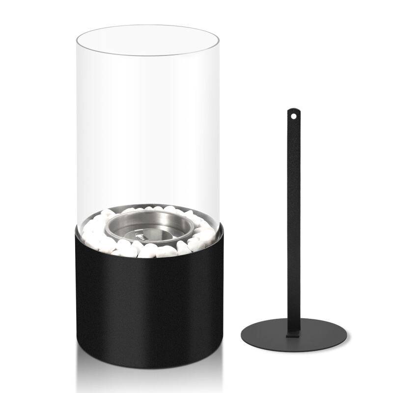 Bioethanol Tischkamin Dekokamine mit Edelstahl Sockel, Glas Tischfeuer Kamin Runde