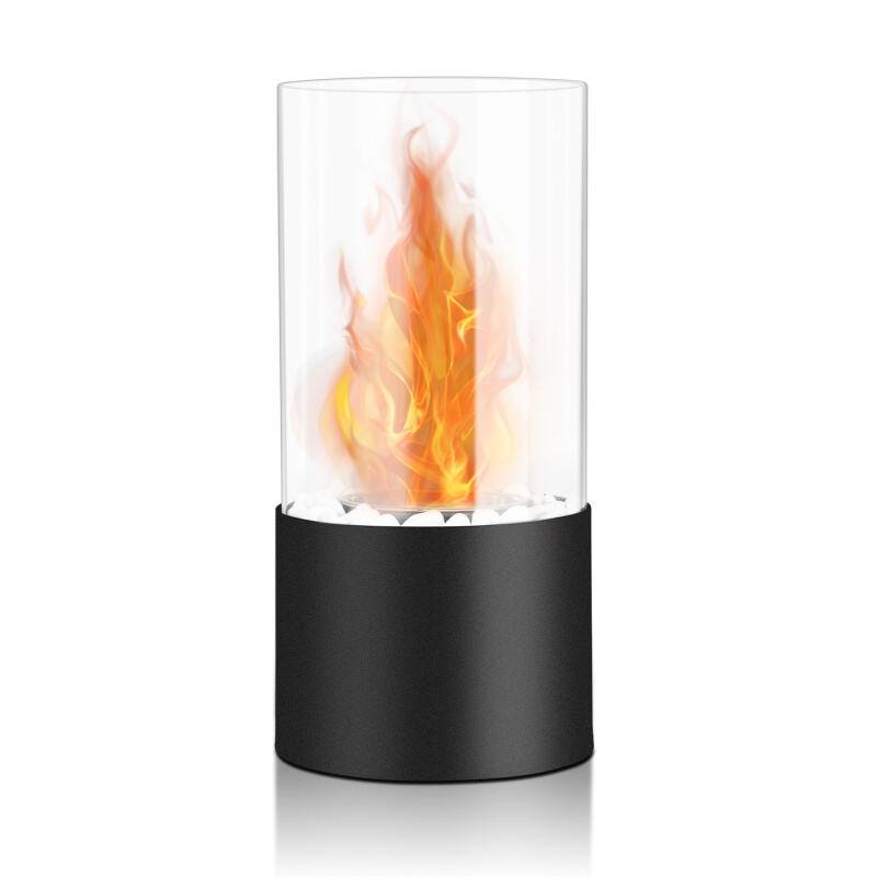 Dekokamin H 26cm Tischkamin Bioethanol Glasfeuer Glaskamin Tischfeuer Schwarz