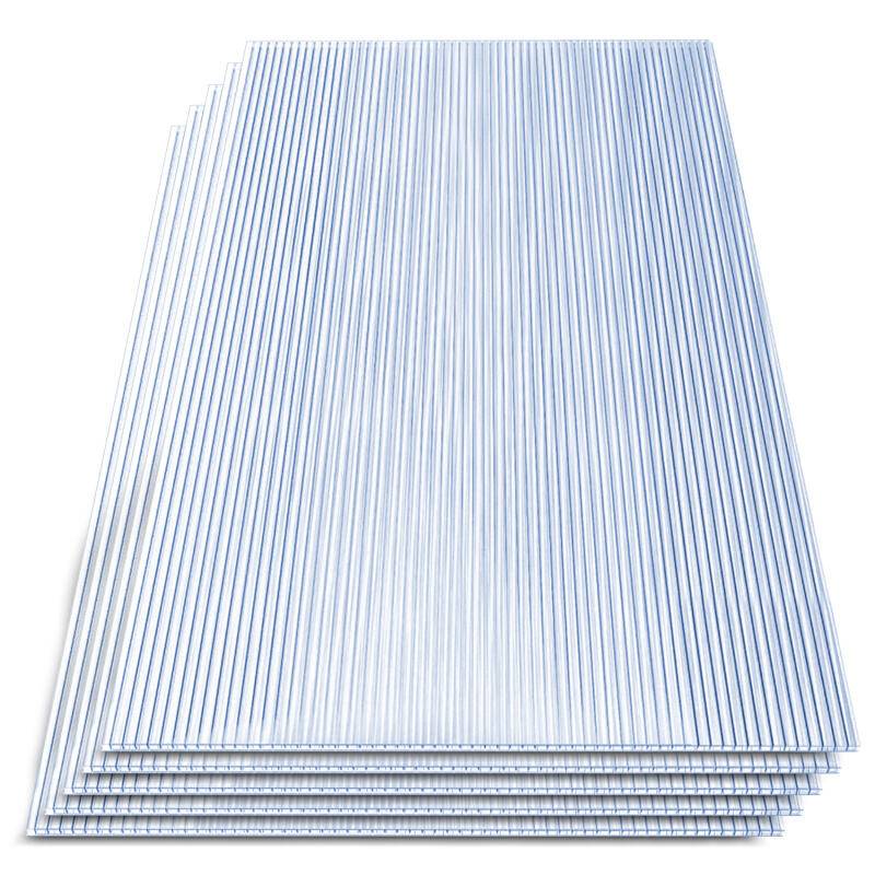 Plastic Gewächshausplatten 5 Stk., Polycarbonat ( PC ) Doppelstegplatte, Hohlkammerplatte, Gewicht 1200g/m2, 8mm Stärke