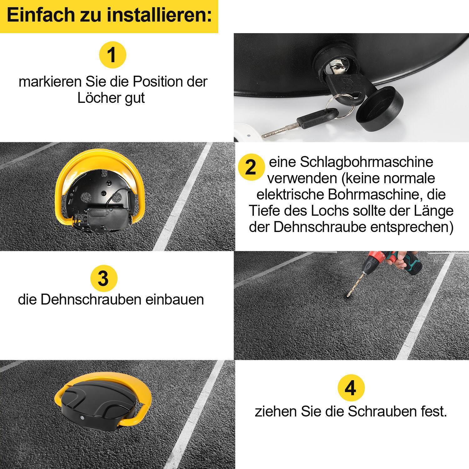 2X Parkplatzsperre Klappbar Fernbedienung Absperrpfosten Automatik Wasserdicht