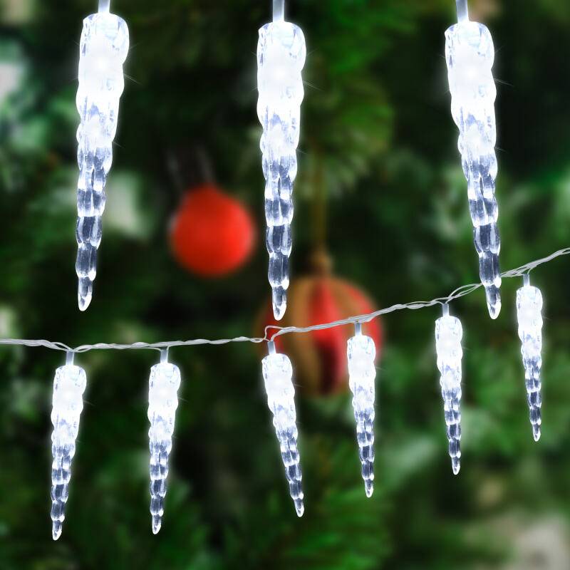 40 LED Lichterkette Eiszapfen LED Lichterkette Gartenleuchten Wasserdicht IP44 Weihnachten Lichterkette Kaltweiß 2 Stück