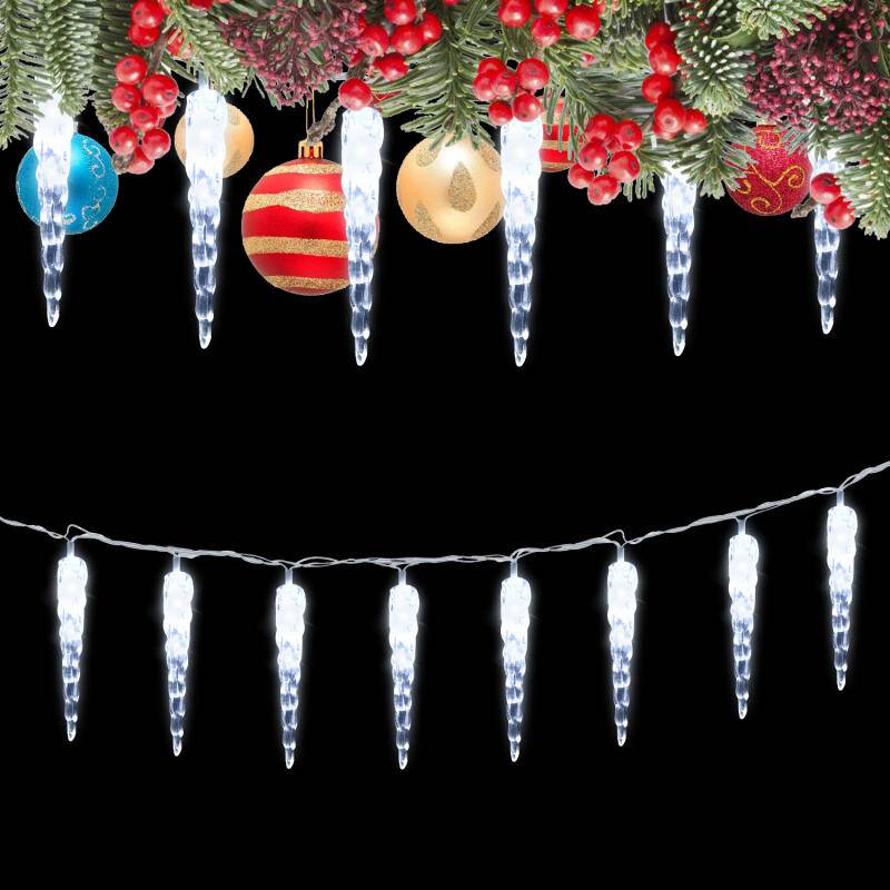 40 LED Eiszapfen Lichterkette LED Gartenleuchten Wasserdicht IP44 Weihnachten Kaltweiß