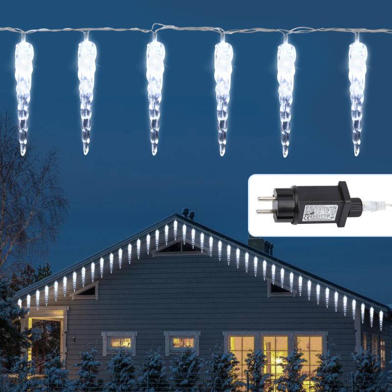 2 Stück 40 LED Eiszapfen Lichterkette LED Gartenleuchten Wasserdicht IP44 Weihnachten Kaltweiß