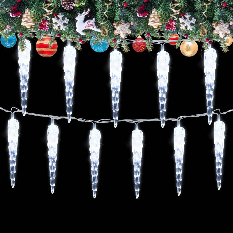 40 LED Eiszapfen Eisregen Lichterkette Weihnachten Deko Wasserdicht IP44 Weihnachten Kaltweiß