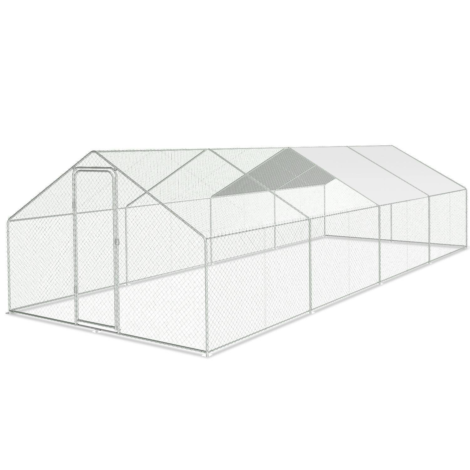 Freilaufgehege – Hühnerstall aus Metall begehbar, Tür & Riegel – Freigehege für Hühner, Kleintiere & Pflanzen - 3x8x2m mit 24 m² Lauffläche