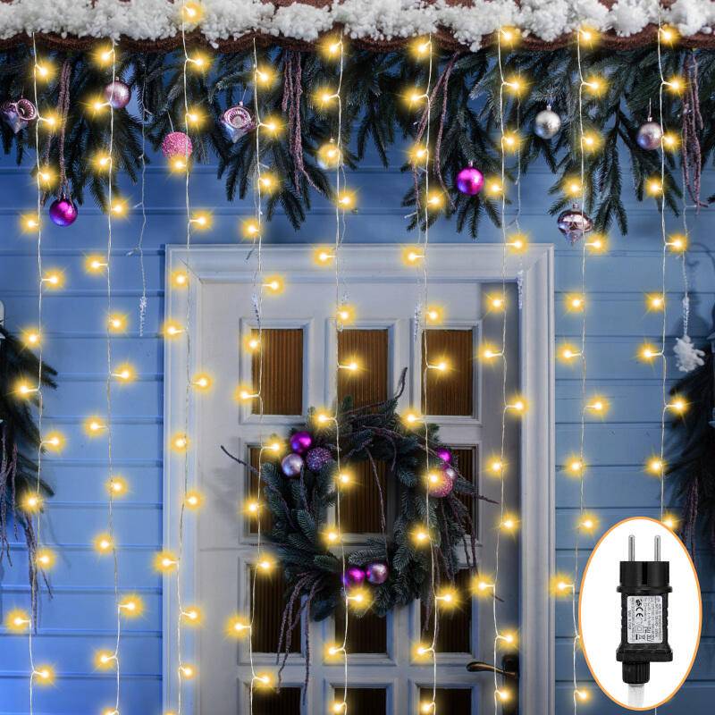 20M 200 LED Lichterkette Warmweiß 8 Lichtmodi Party Garten Innen Außen Deko Weihnachtsbeleuchtung