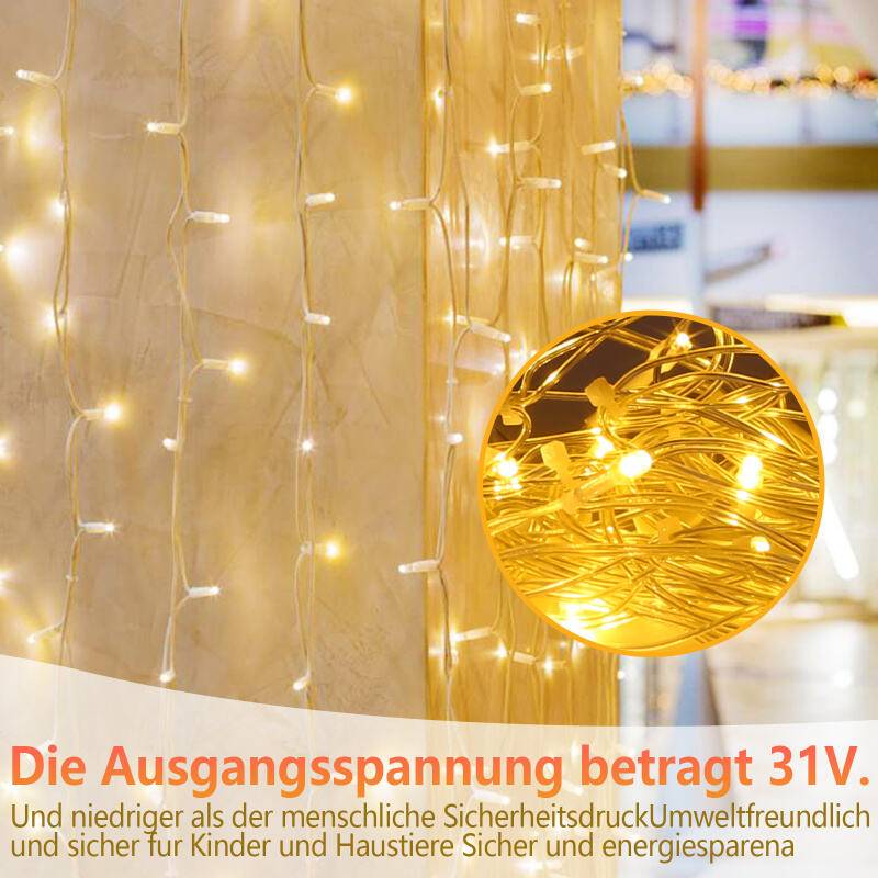 10M 200LEDs LED-Lichterkette Eisregen LED-Lichtervorhang für Außen Innen Lichterkettenvorhang mit 8 Modi IP44 Wasserfest Weihnachtsdeko aussen Party