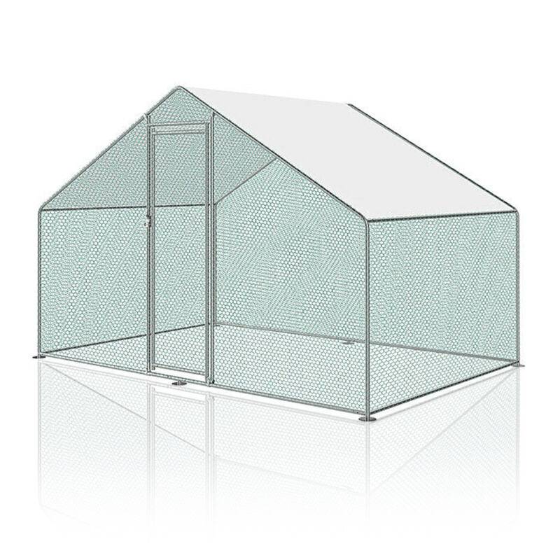 Hühnerstall Outdoor großer Hühnerhaus Dach Freilaufgehege Geflügelstall mit PE Verzinkter Stahlrahmen und abschließbare Tür 3 x 2 x 2 m