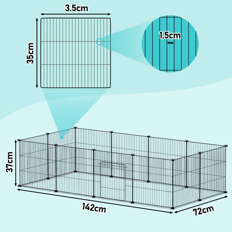 Freigehege Laufgitter Freigehege DIY Kaninchen Welpenauslauf 12 Stück 35x35cm