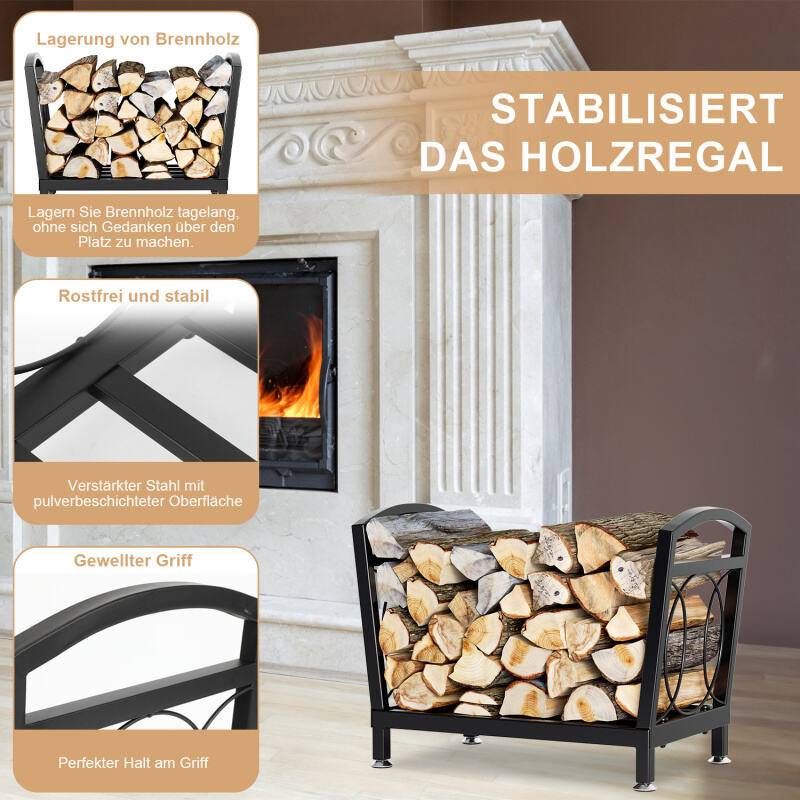 Kaminholzregal 40 x 33 x 40 cm Brennholzregal Kaminholzständer Metall Stapelhilfe