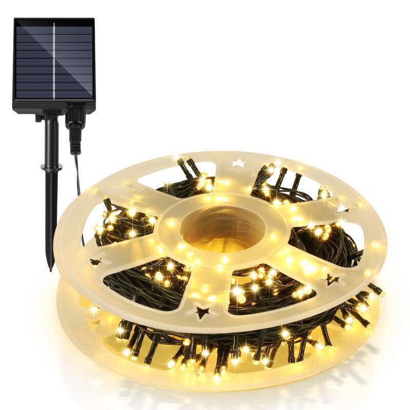 80M 800LEDs Solar Lichterkette 8 Beleuchtungsmodell IP44 Wasserdicht Außen Garten Party Weihnachten Deko Warmweiß 2 Stück