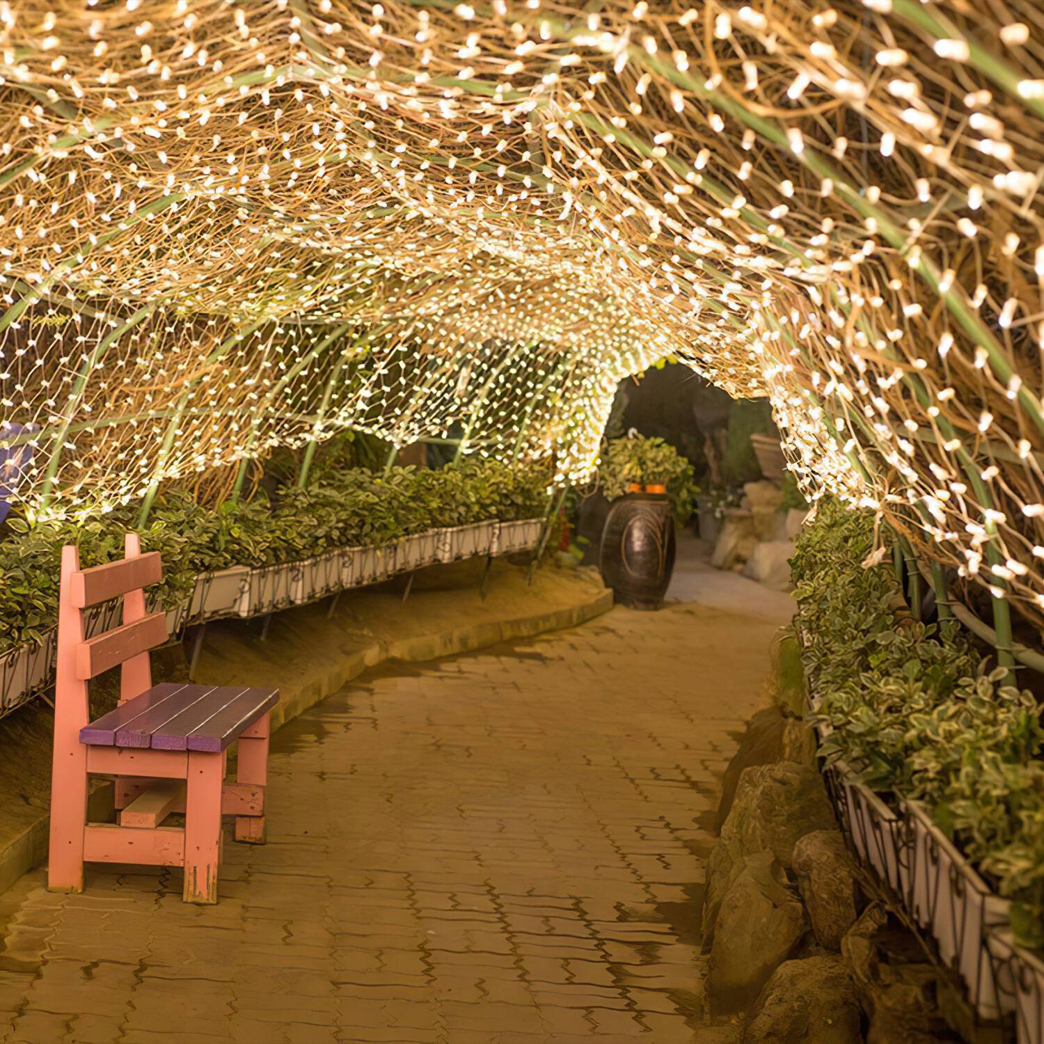 LED Solar Lichternetz 4.5x1.6M Warmweiß Lichterkette Weihnachtsbeleuchtung Lichtervorhang Innen Außen Deko 8 Modi IP44