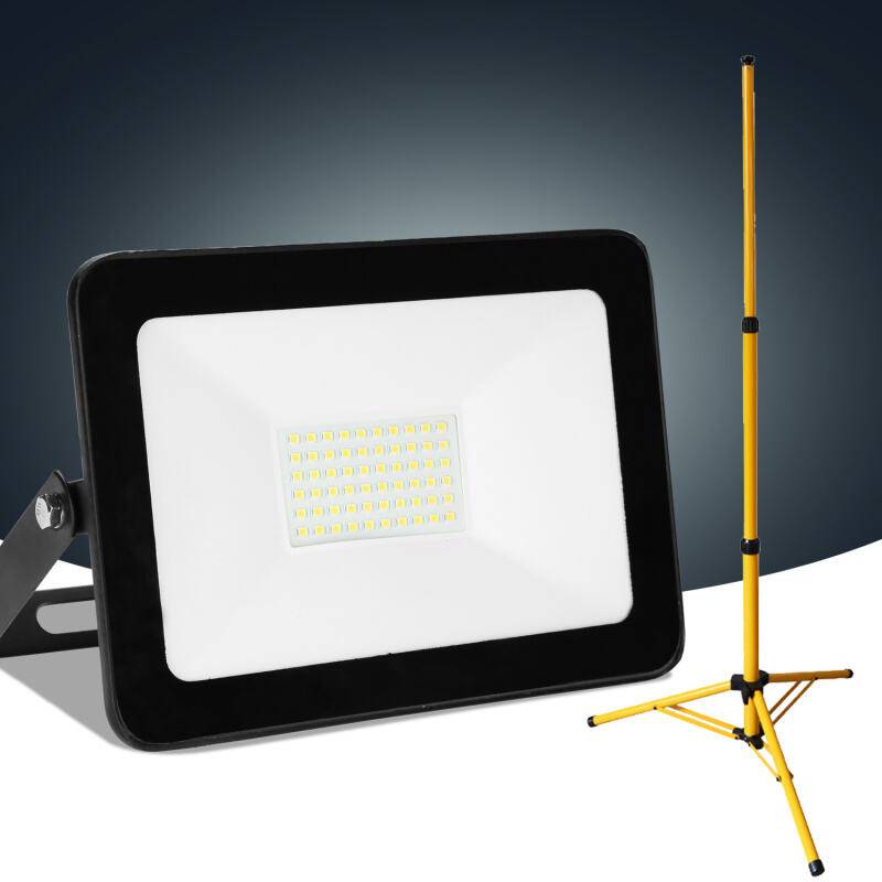 50W LED Baustrahler Fluter Stativ Flutlicht Scheinwerfer Außenstrahler Arbeitsleuchte Bauscheinwerfer IP66 Wasserdicht Warmweiß