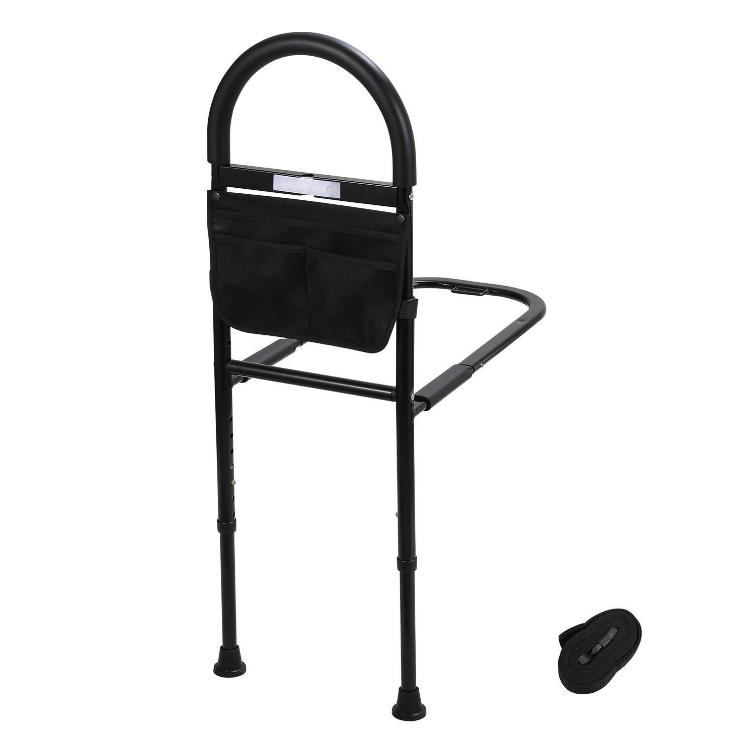 Aufstehhilfe Bett Höhe Verstellbar Bettgitter für Ältere Sicherheit Bettgeländer mit Lagerung Tasche und Sensorlicht