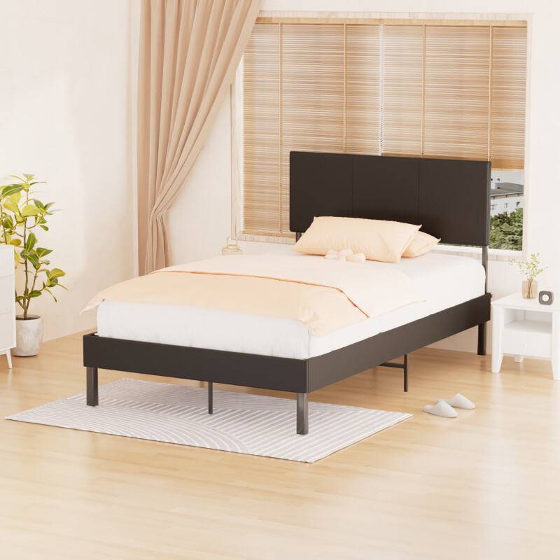 Bettgestell hohes Kopfteil robustes Bettgestell Maximale 120x200CM Tragfähigkeit 350 kg für Schlafzimmerbett Kunstleder