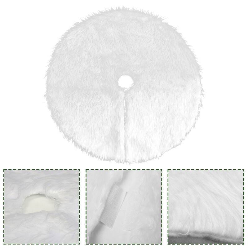 90cm Weihnachtsbaum-Teppich Tannenbaum Decke kunstfell Weiß Rund Rock Teppich Filz für Schnee Christbaum Weihnachtsbaum Deko Weihnachtsbaumdecke