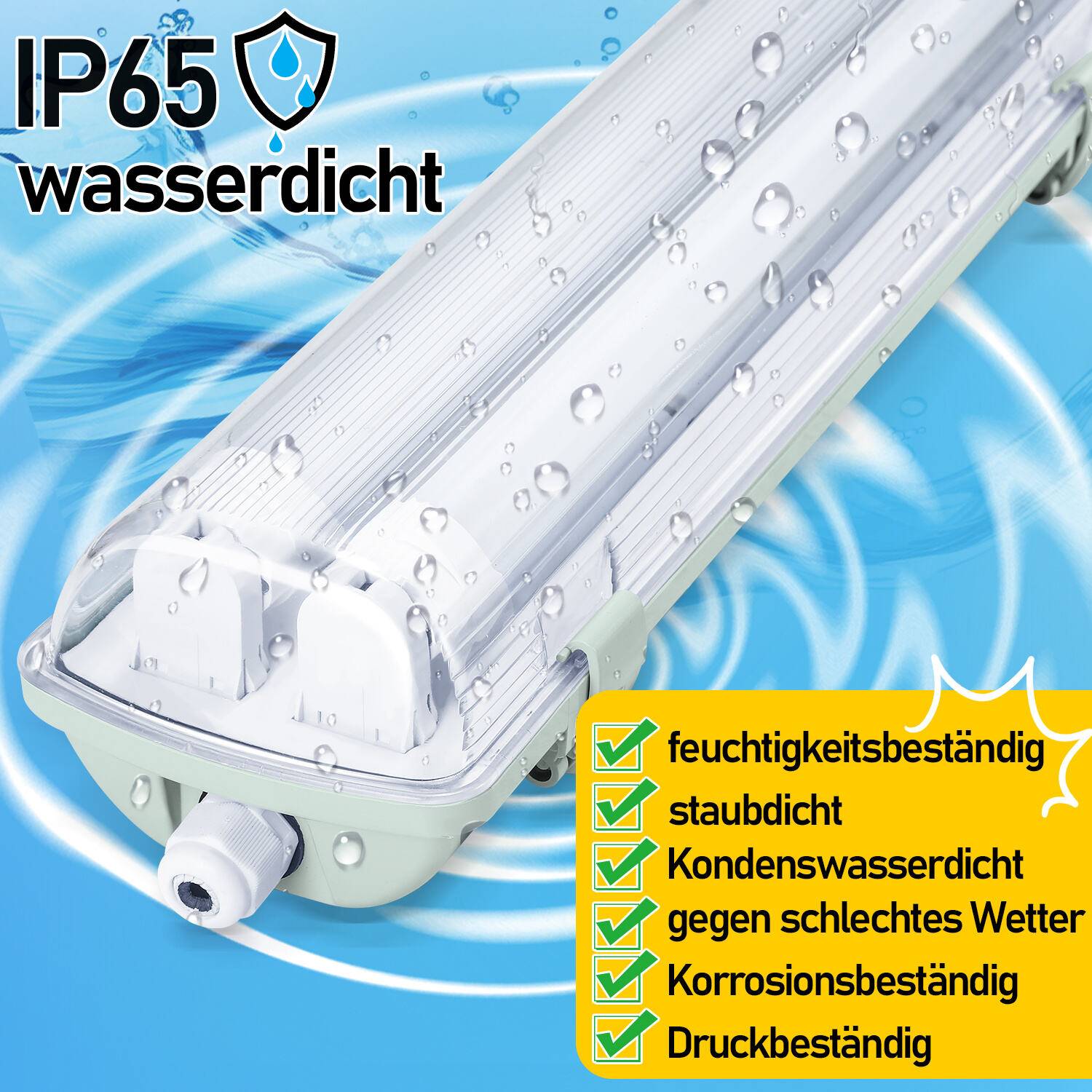 LED Feuchtraumleuchte Kellerleuchte Wannenleuchte Leuchtstoff Keller 150cm Neutralweiß