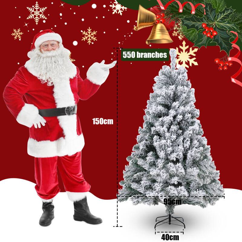 150cm Künstlicher Weihnachtsbaum Tannenbaum Weiß Schneeflocken für Weihnachten-Dekoration