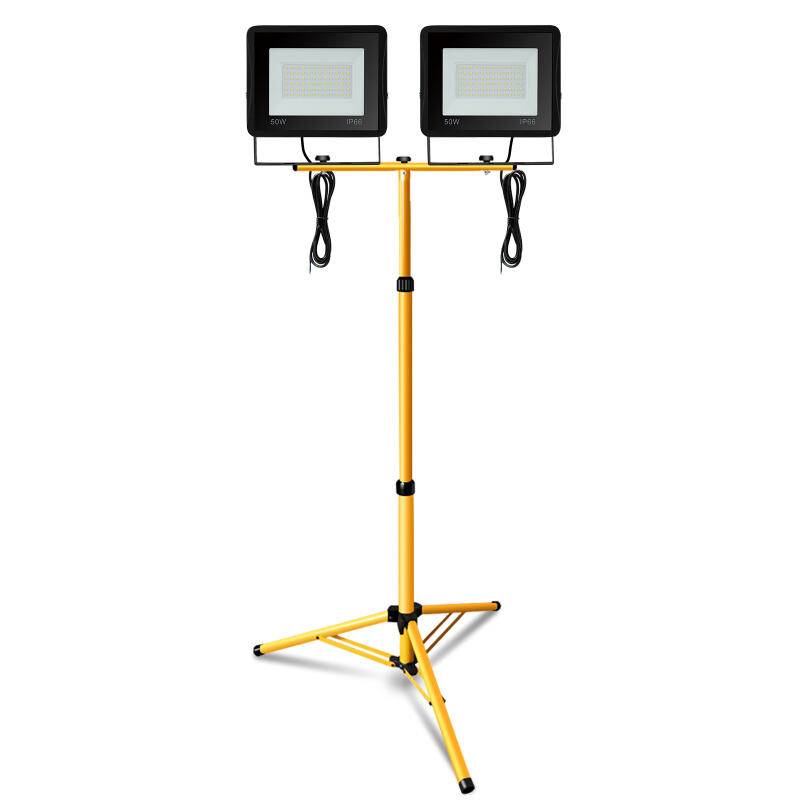 LED Baustrahler 2x 50W LED Fluter Flutlicht mit Stativ Außenstrahler IP82 Wasserdicht Scheinwerfer Arbeitsleuchte Warmweiß