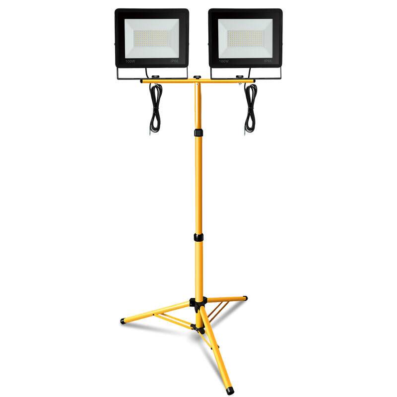 2x 100W LED Baustrahler Fluter Stativ Flutlicht Scheinwerfer Außenstrahler Arbeitsleuchte Bauscheinwerfer IP66 Wasserdicht Warmweiß