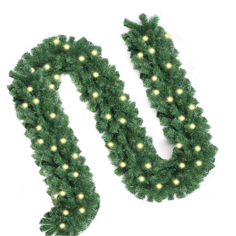 Weihnachtsgirlande - 5m mit 100 LED - mit Lichterkette - warmweiß - Out/Indoor - Tannengirlande