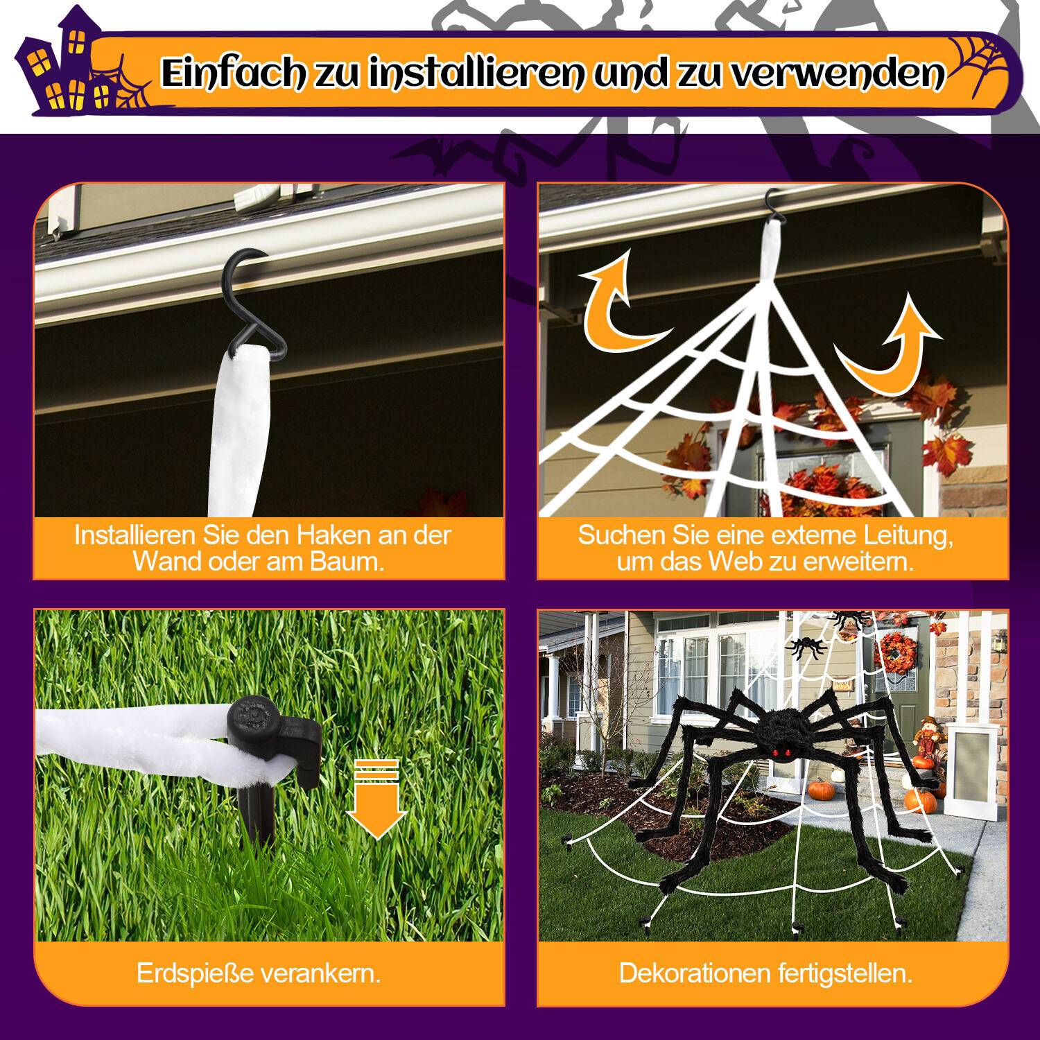 Spinnennetz 5M Wänden Dekor Halloween Haarige Spinne Netz Outdoor Dekor