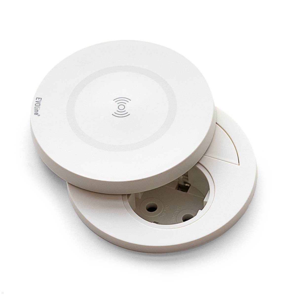 EVOline Circle80 Einbausteckdose mit USB-Charger C/C und DisQ Induktion-Charger,...