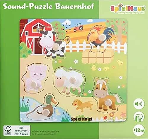 Vedes SpielMaus Holz Sound Holzpuzzle Bauernhof