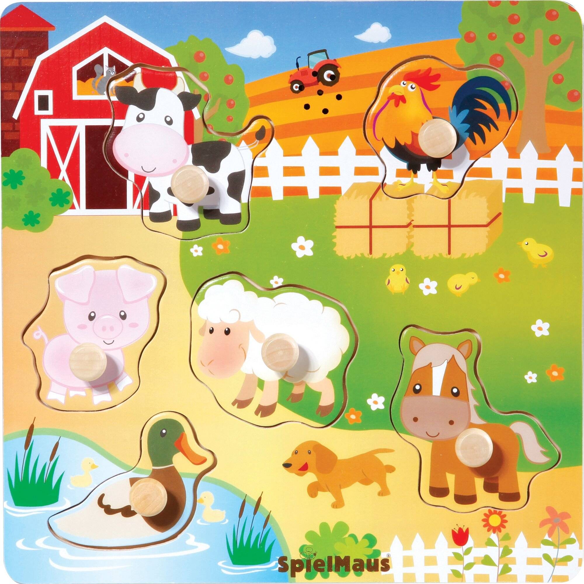 Vedes SpielMaus Holz Sound Holzpuzzle Bauernhof