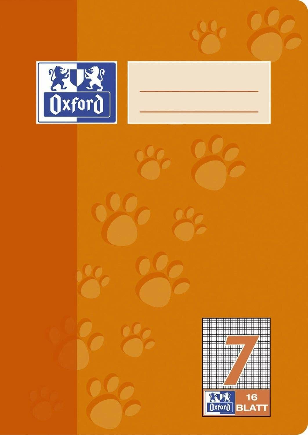 OXFORD Schulheft 7 mm Lineatur 7 kariert DIN A5 ohne Rand, 16 Blatt