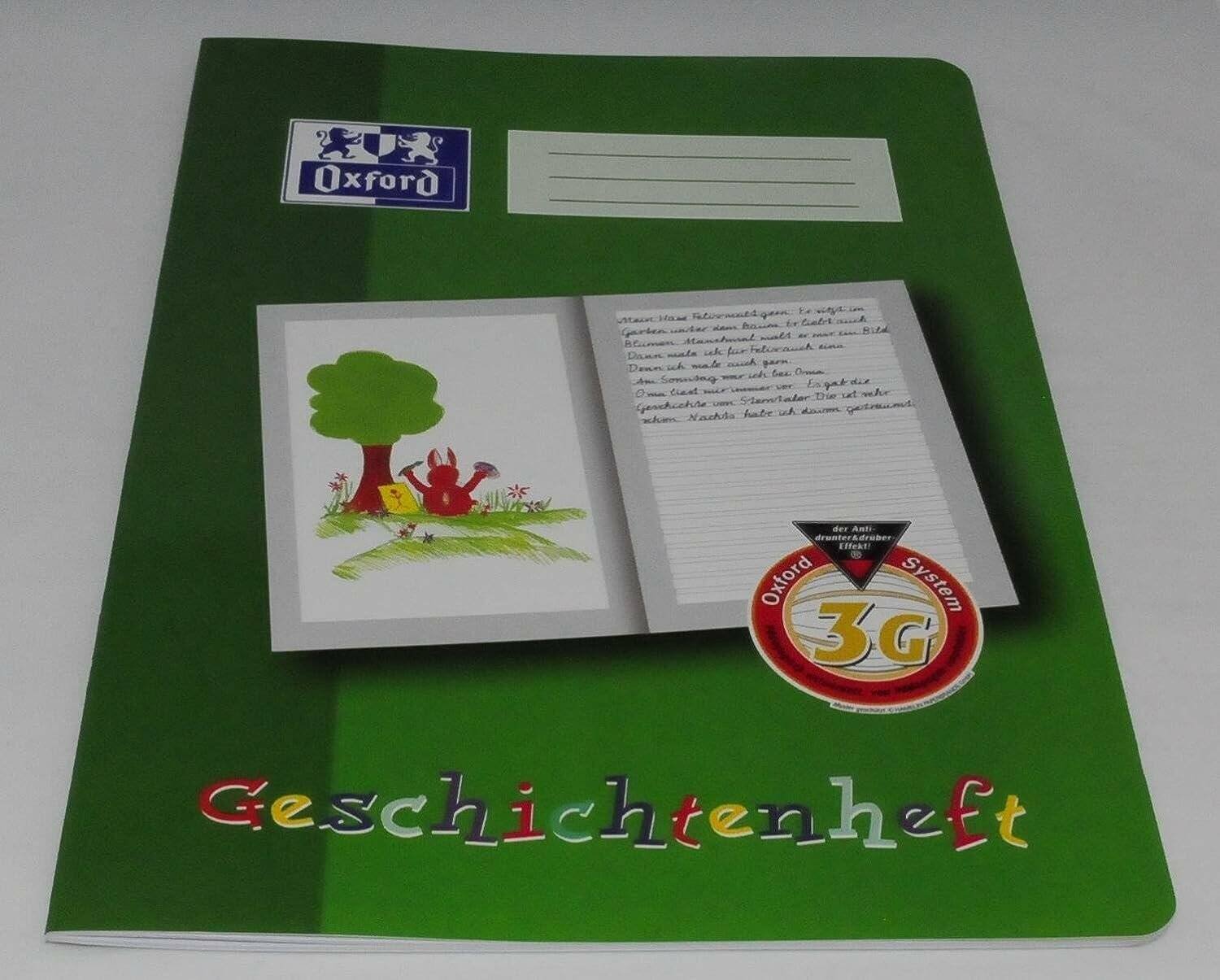 OXFORD Geschichtenheft Lineatur 3G blanko DIN A4 Rand rundum, 16 Blatt