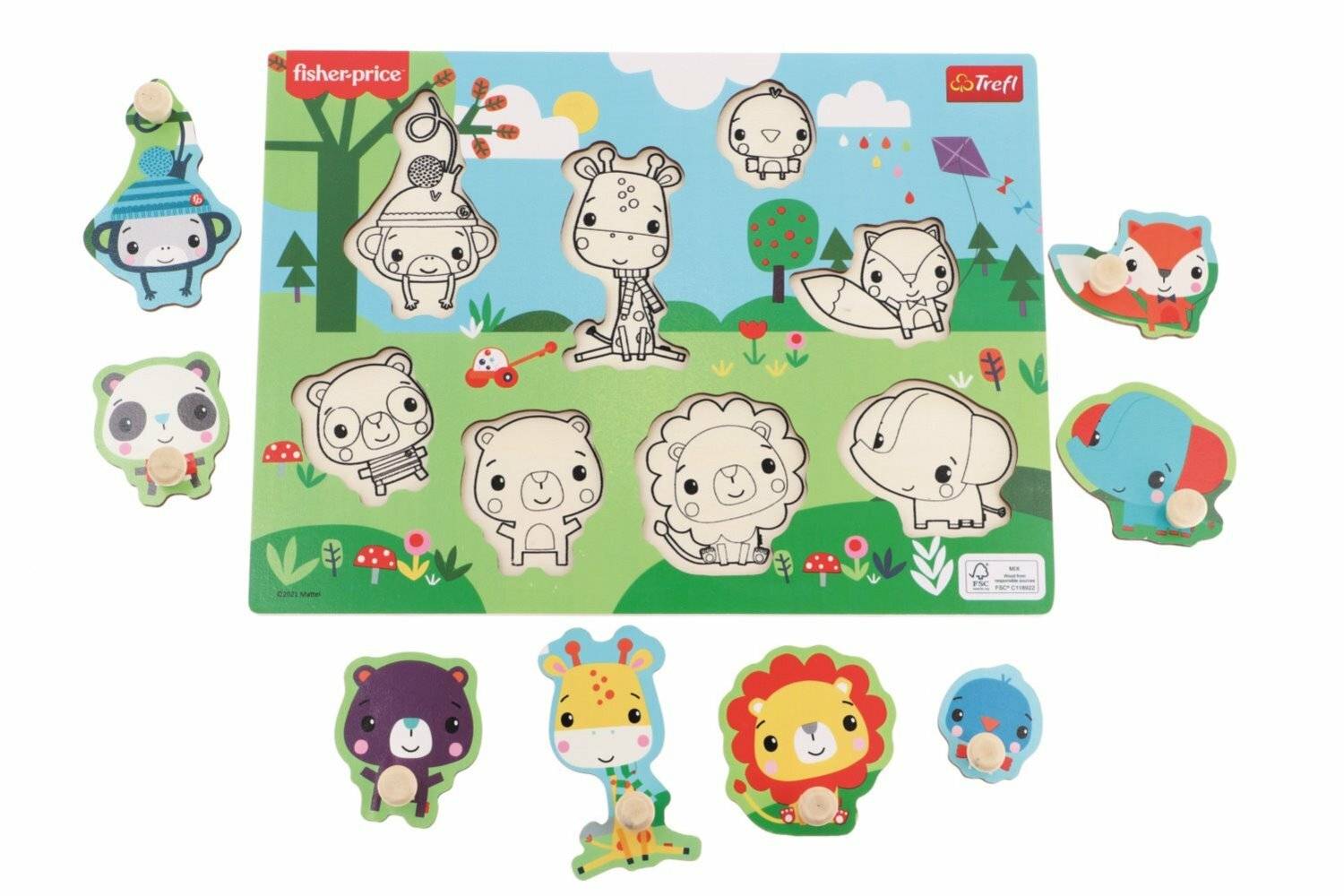 TREFL Fisher Price Wildtiere Holzpuzzle