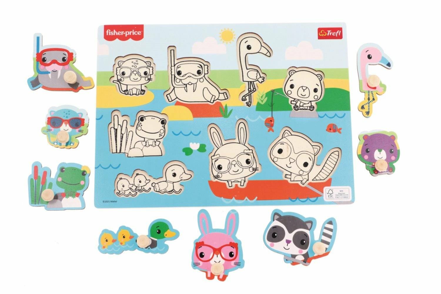 TREFL Fisher Price Holzpuzzle Tiere am Wasser