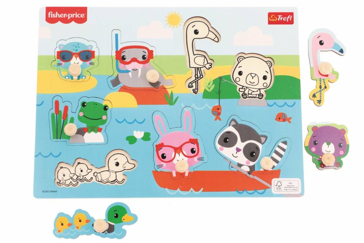 TREFL Fisher Price Holzpuzzle Tiere am Wasser