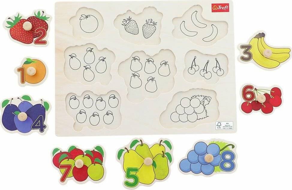 TREFL Holzpuzzle Obst mit Zahlen