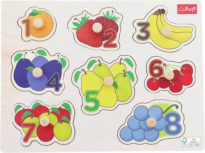 TREFL Holzpuzzle Obst mit Zahlen