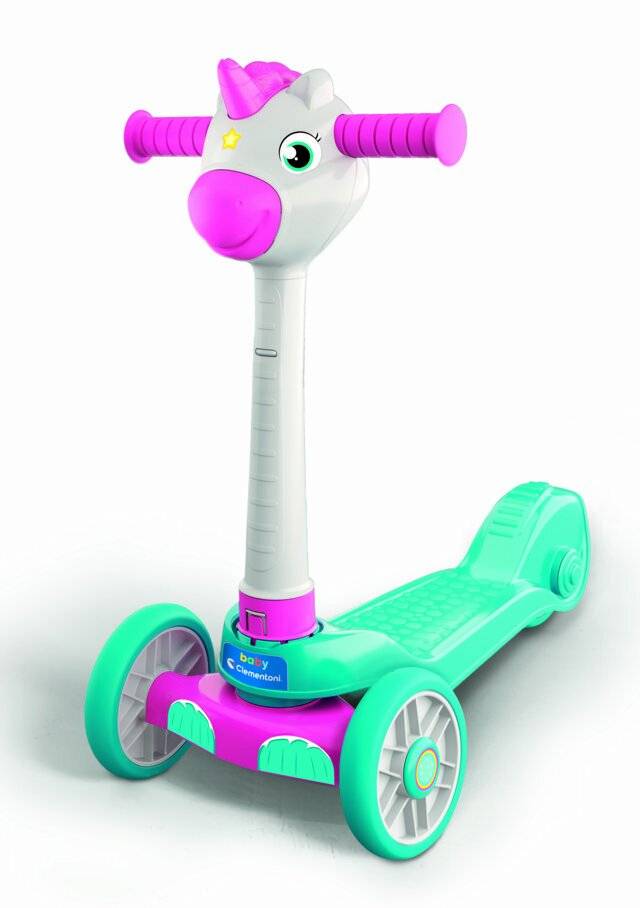 CLEMENTONI Unisex Kinder 120 Baby Unicorn Push Scooter für Mädchen 2 Jahre mit 3 Rädern, Outdoor-Spiel und Innen-Made in Italy, Mehrfarbig, 17749