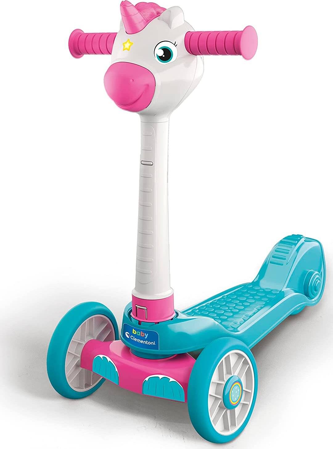 CLEMENTONI Unisex Kinder 120 Baby Unicorn Push Scooter für Mädchen 2 Jahre mit 3 Rädern, Outdoor-Spiel und Innen-Made in Italy, Mehrfarbig, 17749