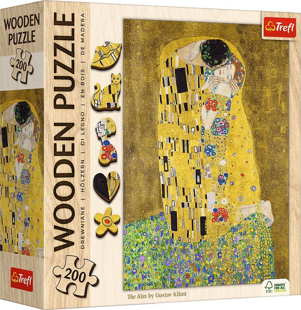 TREFL Holzpuzzle Kunst: Gustav Klimt - Der Kuss 200 Teile