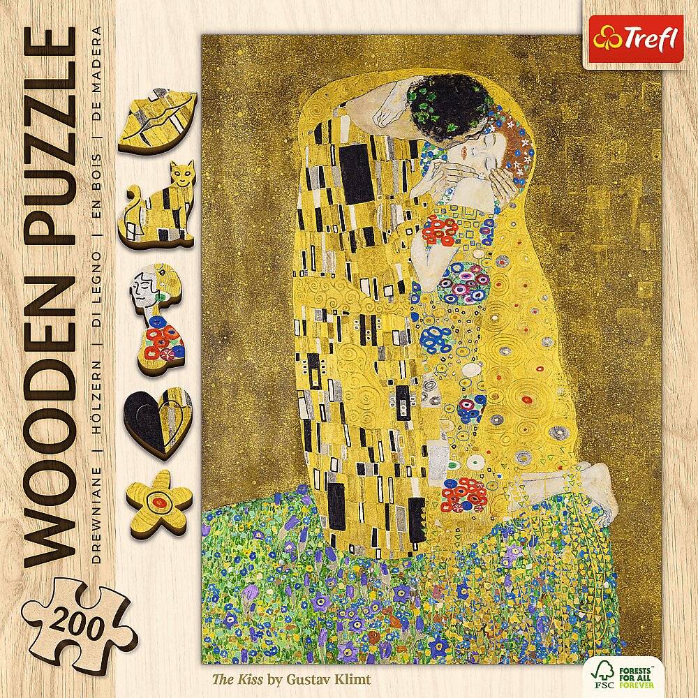 TREFL Holzpuzzle Kunst: Gustav Klimt - Der Kuss 200 Teile