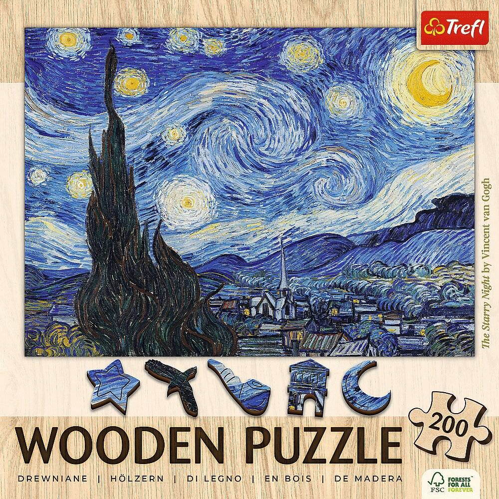 TREFL Holzpuzzle Art: Vincent van Gogh - Sternennacht 200 Teile