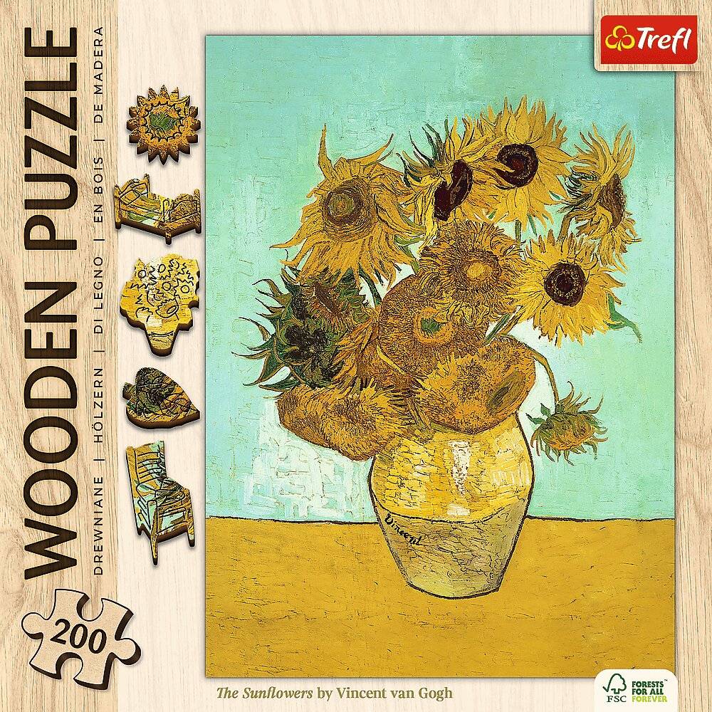 TREFL Holzpuzzle Art: Vincent van Gogh - Sonnenblume 200 Teile