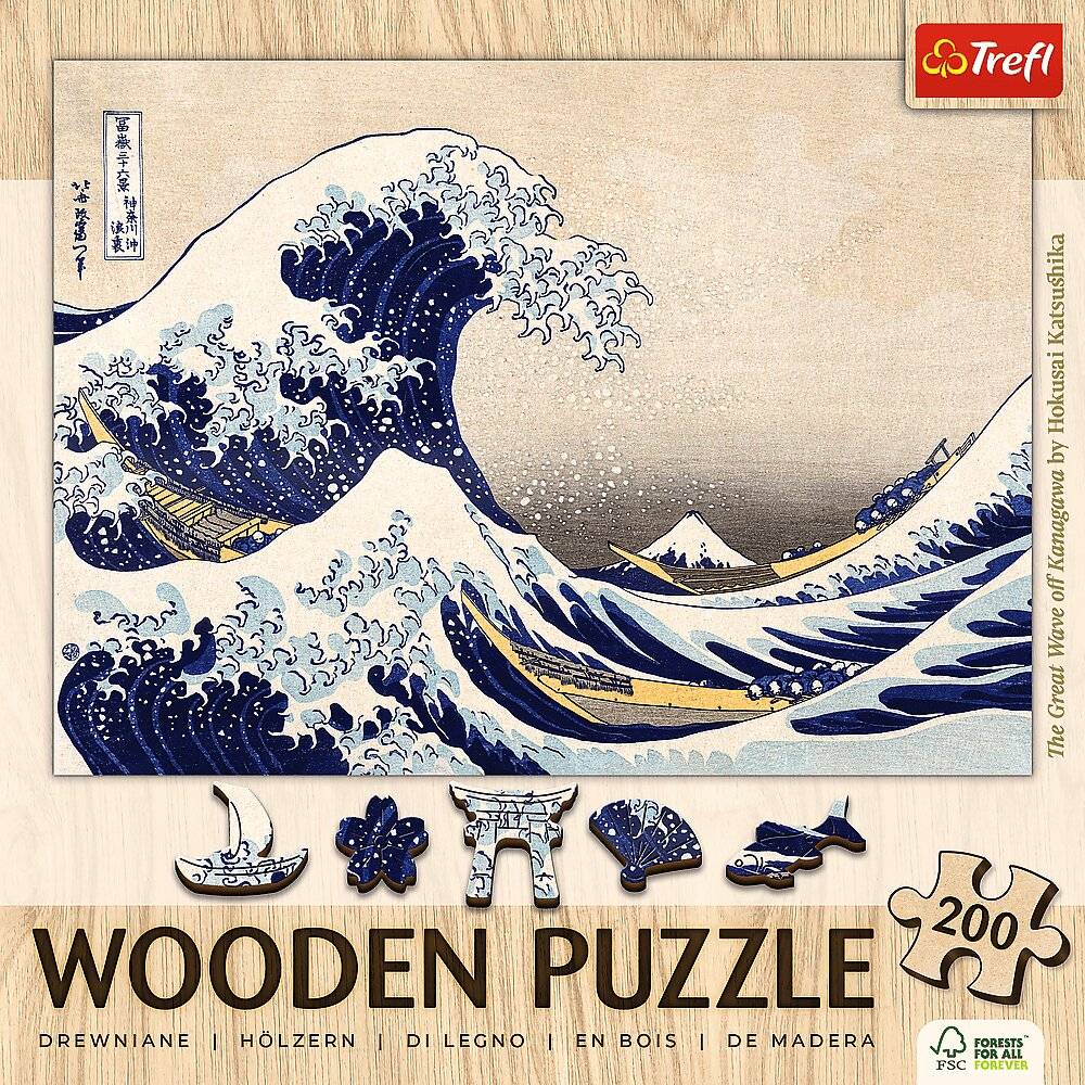 TREFL Holzpuzzle Art: Hokusai - Die groß e Welle von Kanagawa 200 Teile
