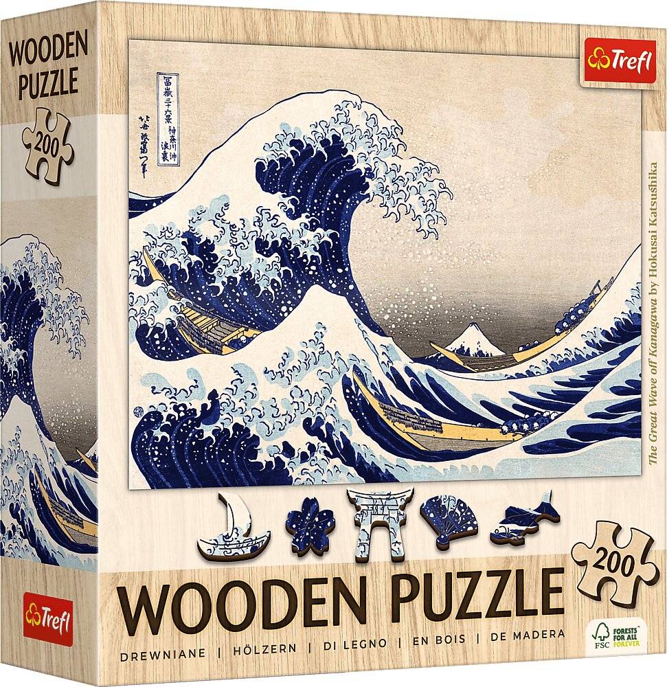 TREFL Holzpuzzle Art: Hokusai - Die groß e Welle von Kanagawa 200 Teile
