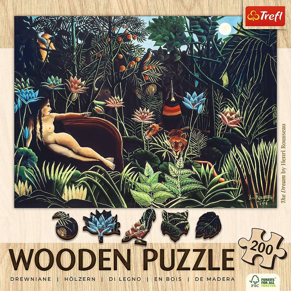 TREFL Holzpuzzle Art: Henri Rousseau - Der Traum 200 Teile